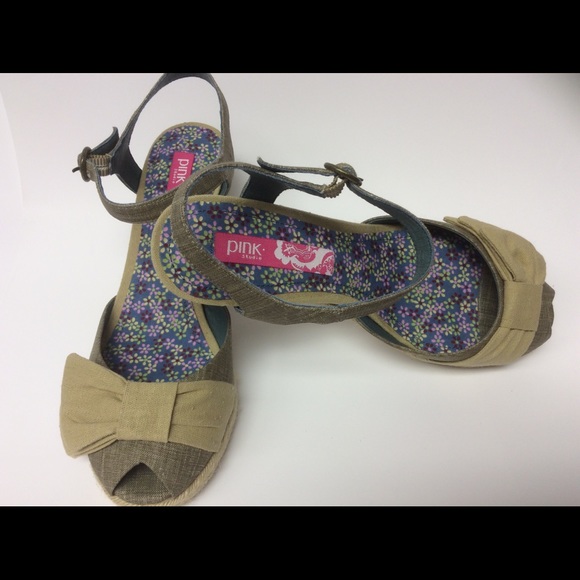 Pink Studio Beige/Tan Espadrille wedge sandals - Picture 2 of 8